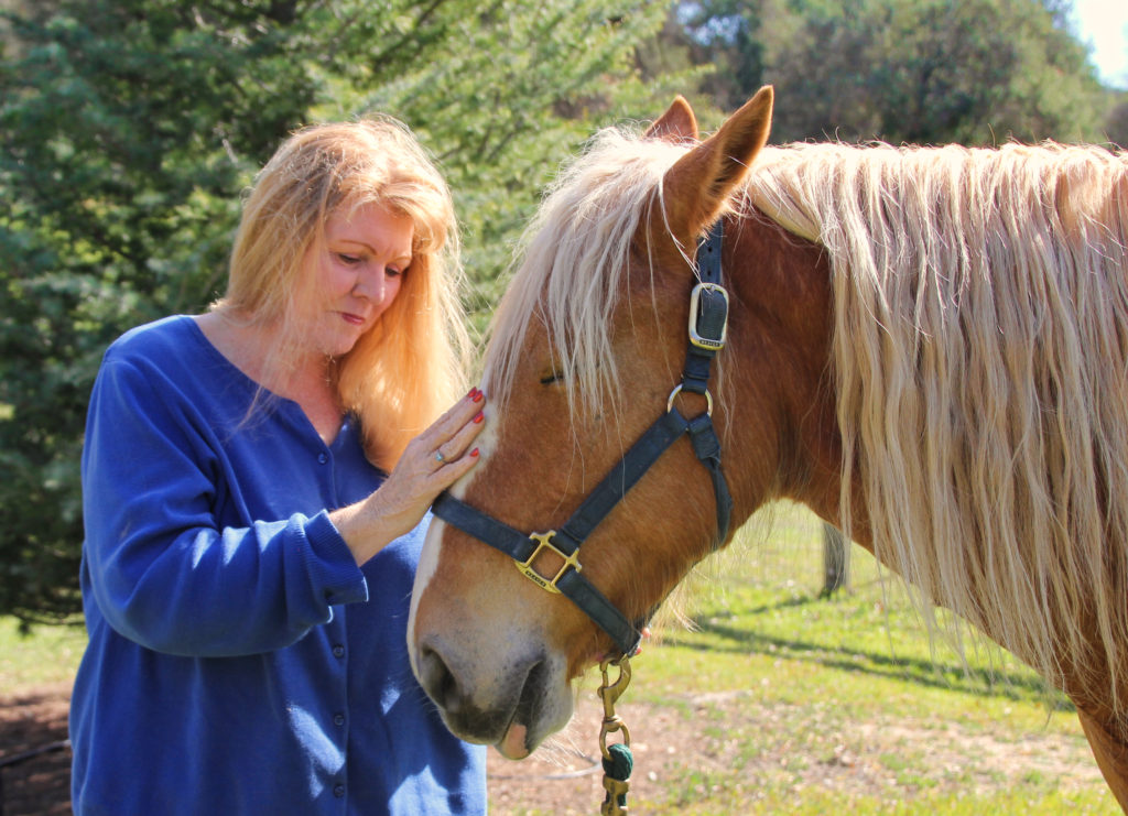 Suzan reading horse